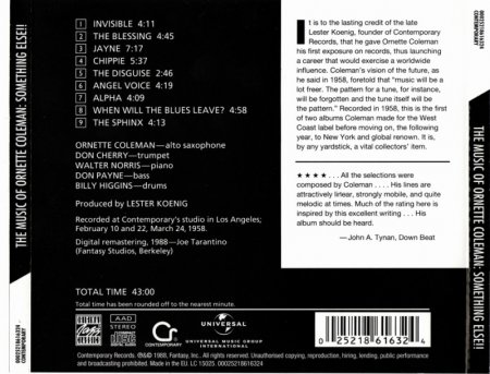 Ornette Coleman - Something Else!!!! 1958/1988 Lossless