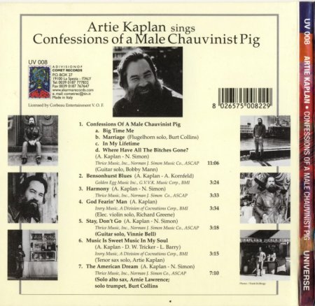 Artie Kaplan - Confessions Of A Male Chauvinist Pig (1972) (2001) lossless
