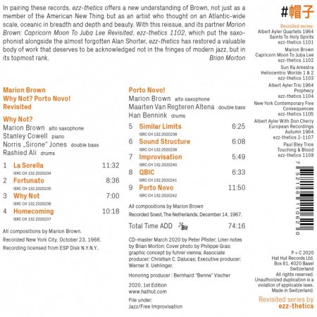 Marion Brown - Why Not Porto Novo! Revisited (1966/67) (2020) Lossless Marion Brown - Why Not Porto Novo! Revisited (1966/67) (2020) Lossless