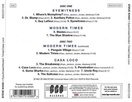 Steve Khan - Eyewitness / Modern Times / Casa Loco [2016] 2CD Lossless