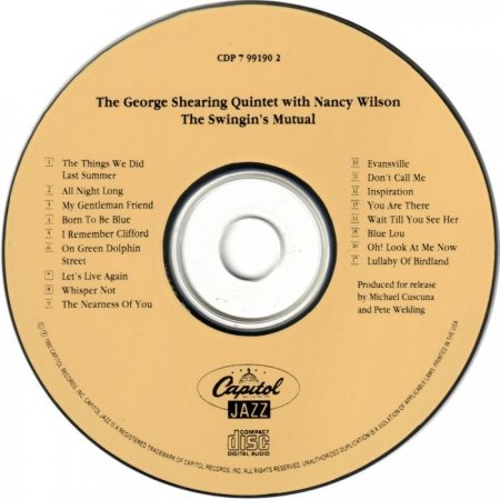 The George Shearing Quintet With Nancy Wilson  - The Swingin's Mutual! (1961)(1992)